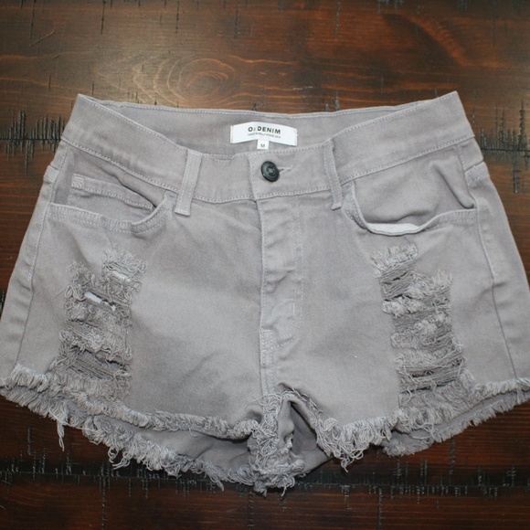 O2 Denim High Rise Gray Jean Shorts - Picture 7 of 14